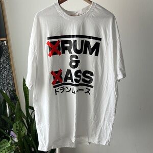Drum & Bass White Graphic T-Shirt 5XL